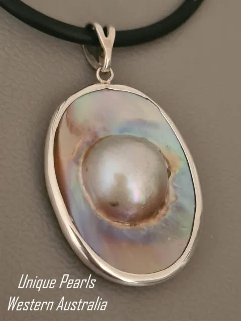 925 Sterling Silver South Pacific Mabe Blister Pearl #SP49