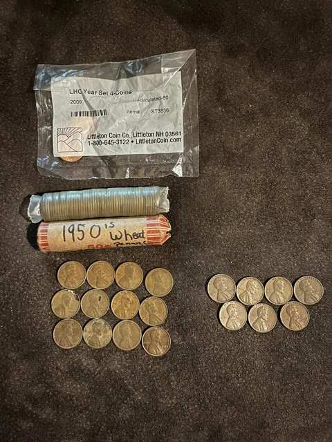 WHEAT LOT 123 Total Coins 1940s & 1950s mixed Rolls. 1919, 1920, 1928 & More!