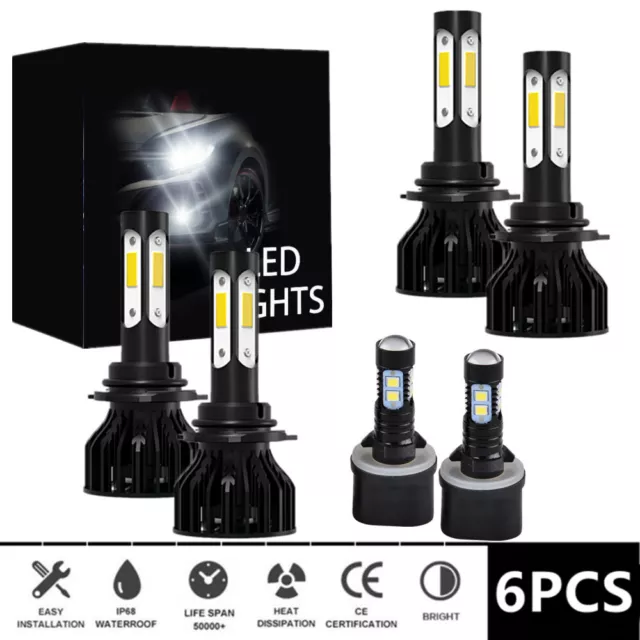 For GMC Yukon XL 2000-2006 6X 6000K LED Headlights + Fog Light Bulbs Combo White