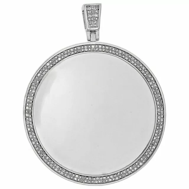 10K White Gold Over D/VVS1 Diamond Memory Picture Frame 2.5" Pendant 1/2 CT.