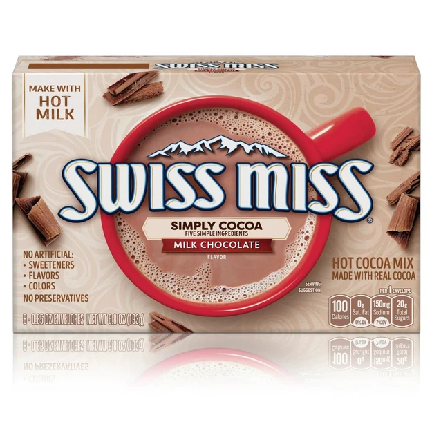 SWISS MISS SIMPLY Cocoa MILK Chocolate Hot Cocoa Mix 8Envel. BEST SELL