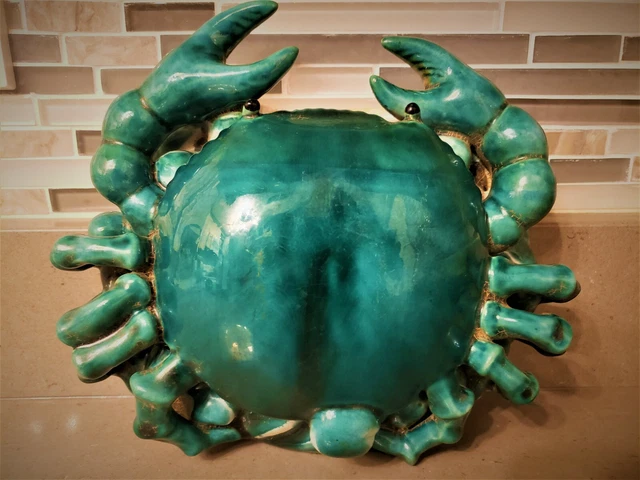 Antique Majolica Crab Wall Pocket Vase Old Nautical/Coastal Decor