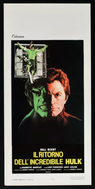 locandina IL RITORNO DELL'INCREDIBILE HULK Kenneth Johnson Lou Ferrigno B90