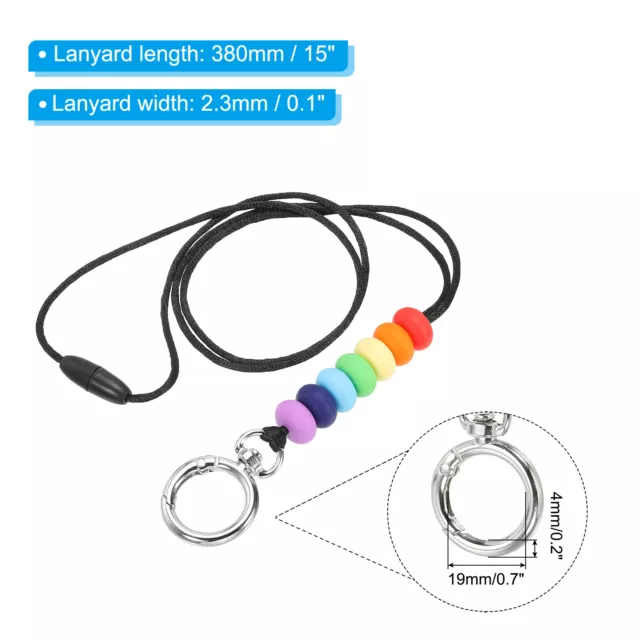 Silicone Beaded Lanyards Badge Lanyards Keychain Rainbow Color 2