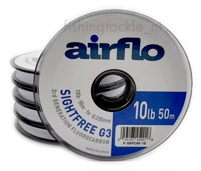 Airflo G3 Sightfree 3rd Gen Fluorocarbon 50m Fly Fishing Tippet Clear Fluoro