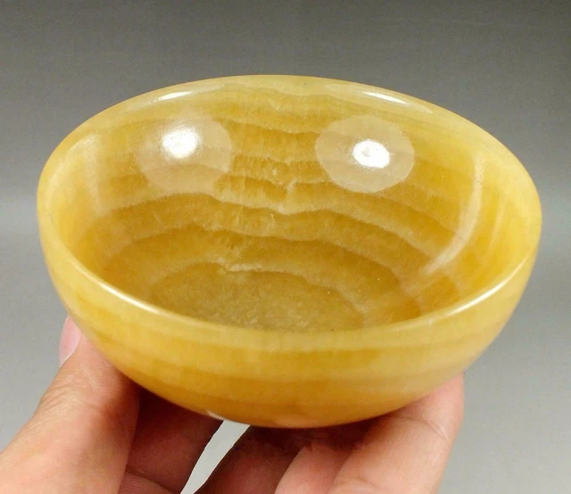 Beautiful Chinese yellow jade hand-carved topaz bowls B