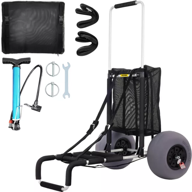 VEVOR Carro de Playa Plegable con Ruedas Todo Terreno Transporte Bandeja 58x38cm