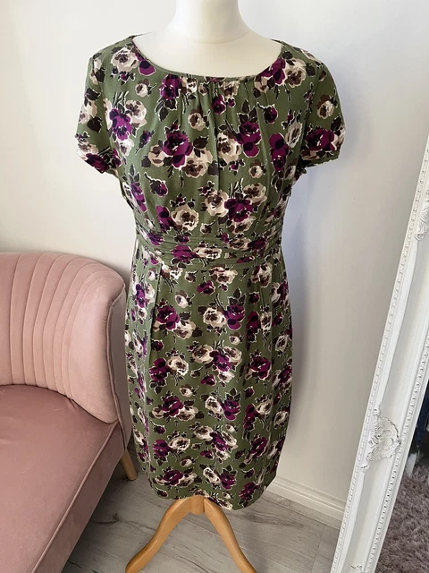 Stunning Boden lined shift dress size 12 multi floral print Green Purple Flowers