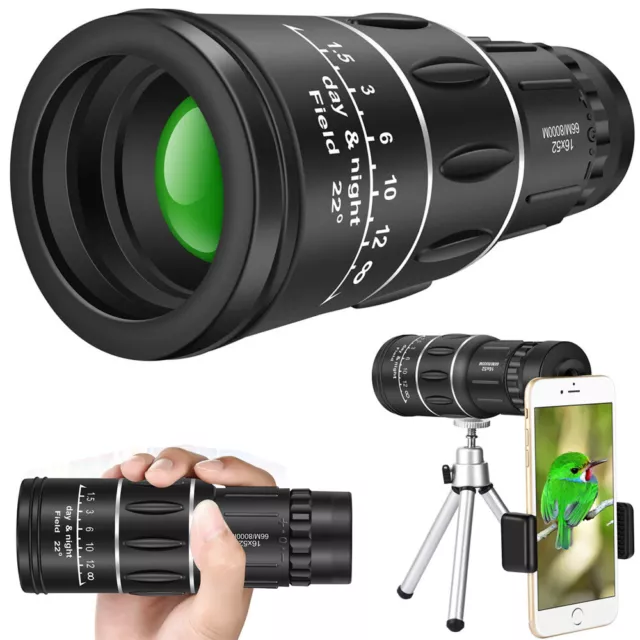 HD Scope 16x52 Dual Focus Monocular Telescope Hunting Spotting Binoculars New