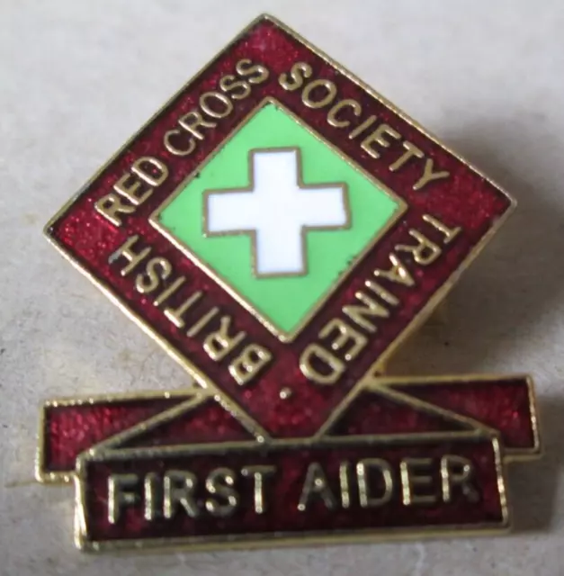 BRITISH RED CROSS Society Trained First Aider Enamel Badge (Free P&P ...