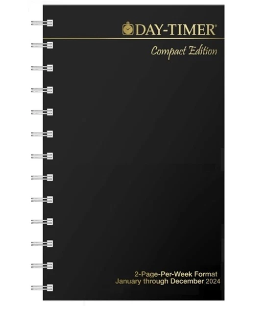 Day-Timer 2024 (Jan-Dec), 2-Pg-Per-Week,  Spiral 3"x5", Planner Refill, Compact