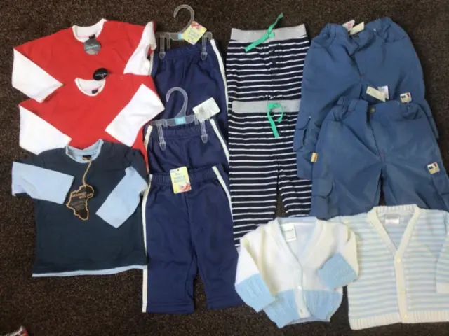 Large bundle of baby boys clothes tops, joggers, trouser, cardigan 3-12 months