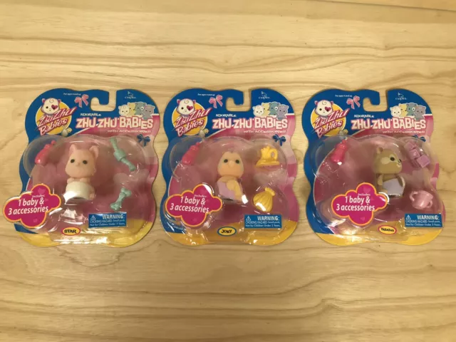 Zhu Zhu Pets Babies Lot of 3 Star Joey Tabitha With Accessories New On Card 2010 Zhu Zhu Pets Babies Lot of 3 Star Joey Tabitha With Accessories New On Card 2010