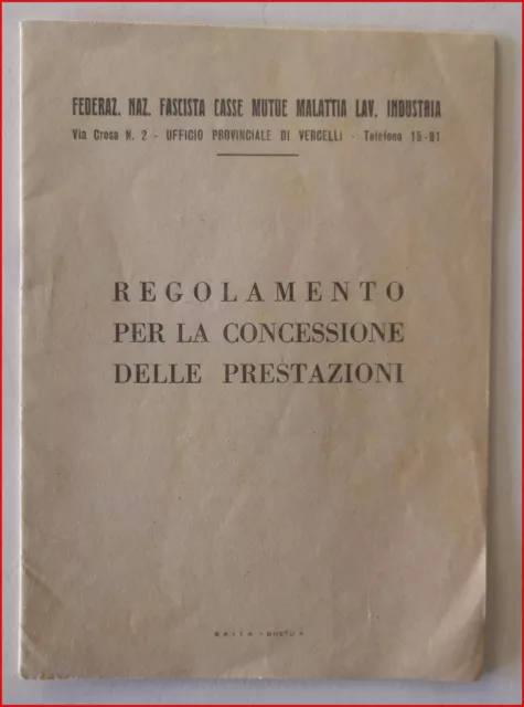 Libretto Di Iscrizione per Prestazioni Sanitarie Federazione Nazionale Fascista