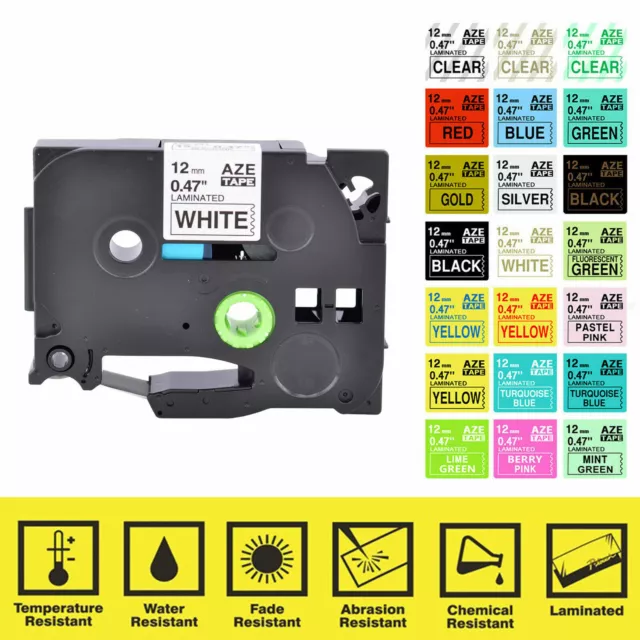 Compatible with Brother P-Touch TZ TZe Label Tape Cassette 6/9/12/18/24/36MM