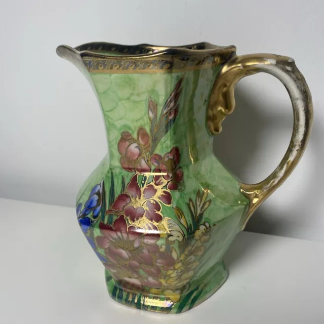 Vintage Maling Ware Floral Lustre Jug / Pitcher - Ringtons Tea Newcastle - 7.75"