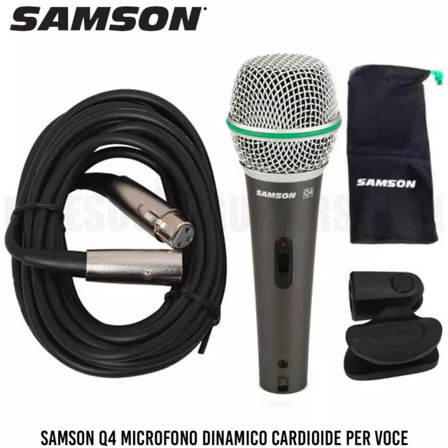 Samson Q4 Microfono Dinamico Cardioide per Voce Canto Karaoke Dj Live Conferenze