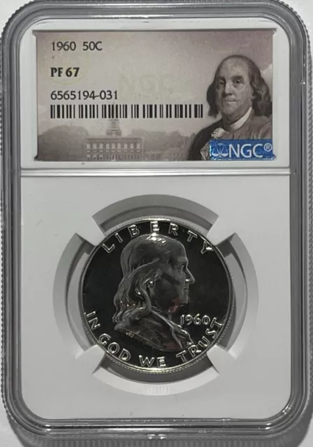 1960 NGC PF67 PROOF BEN FRANKLIN HALF DOLLAR 50c 90% SILVER WHITE COIN FRANK LB