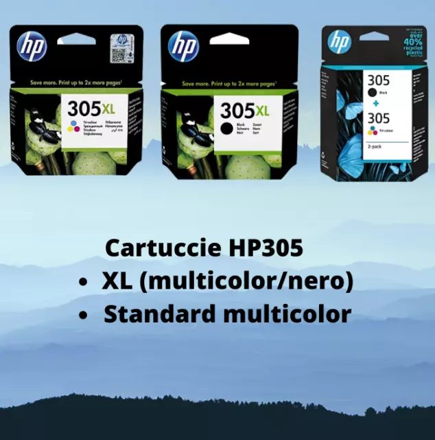 Cartucce Hp 305 nero e multicolore compatibile con stampanti serie 2700 e 6000
