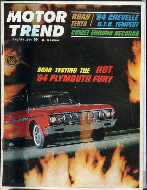 MOTOR TREND MAGAZINE January 1964 Plymouth Fury EX No ML 011017jhe 6 