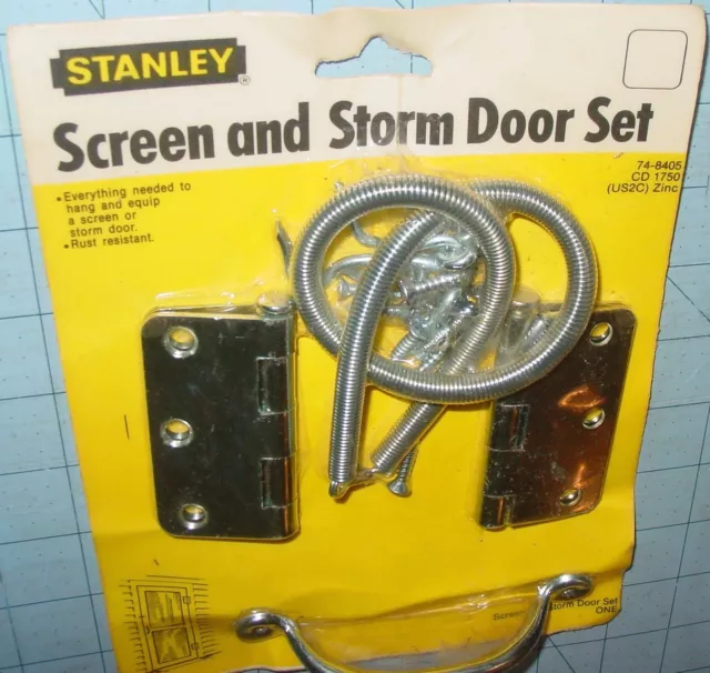 Vintage Stanley Screen Storm Porch Door Hinge Handle Pull Set CD 1750 USA NOS