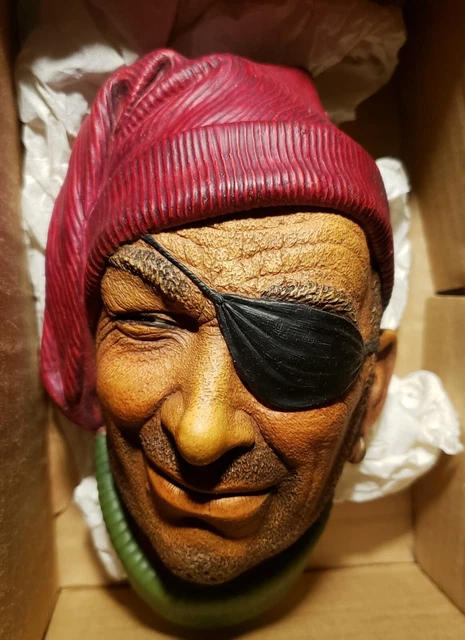 Vintage Bossons Pirate Congleton England Chalkware Wall Plaque Red Hat Smuggler