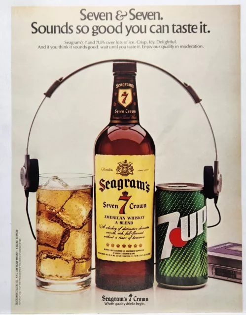 1981 Seagrams 7 Up Seven 7 Crown Whiskey Print Ad Man Cave Poster Art Deco 80's