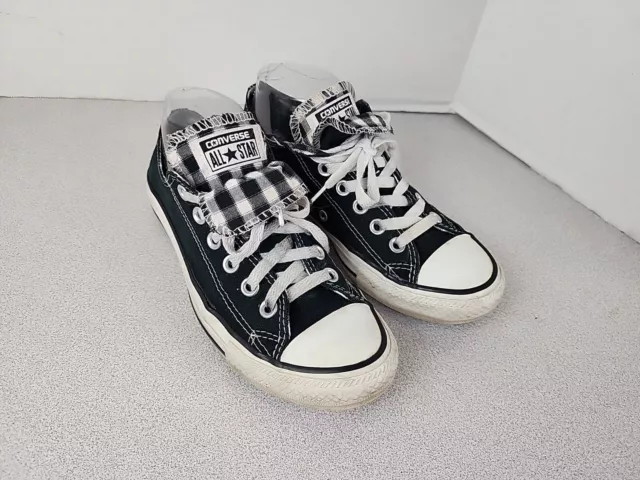 Converse Chuck Taylor All Star Black Plaid Double Tongue Shoes Size 7 Women's