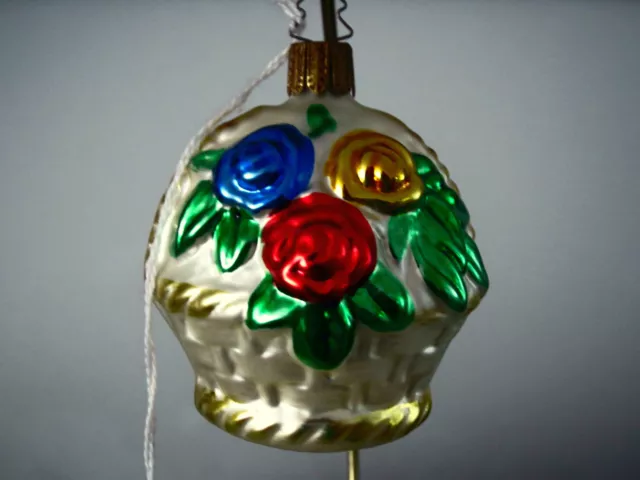 Vintage Flower Basket Christmas Ornament made in Europe