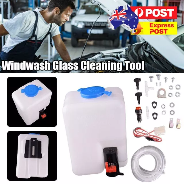 Windshield Washer Bottle 12V Windscreen Washer Pump 1.5L Fluid Tank Sprayer Kit