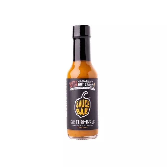 (2) SAUCE BAE Hotter Habanero w/Turmeric Hot Sauce 5oz bottles Exp3/9/2024 Vegan