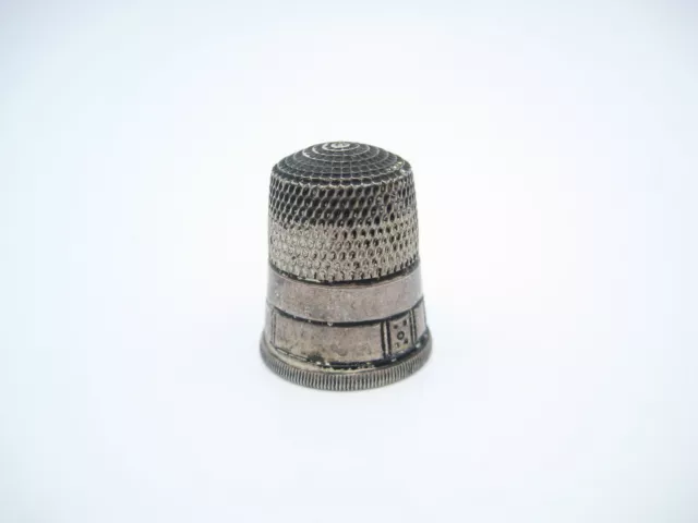 Simons Brothers Antique Sterling Silver Sewing Rectangle Pattern Thimble Size 9