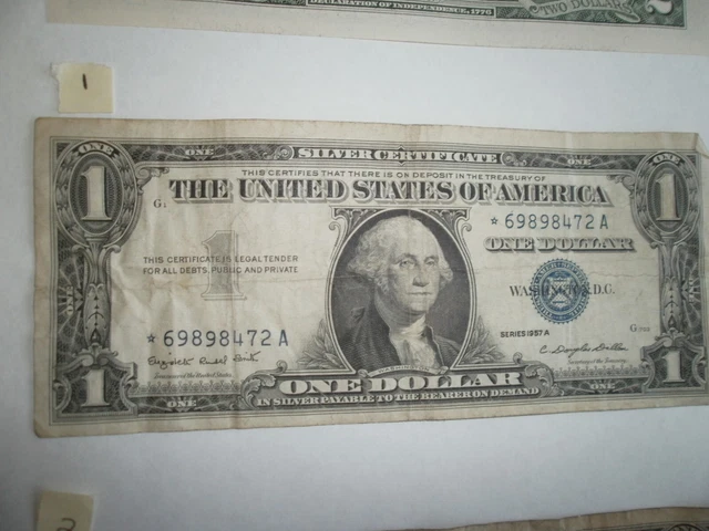 1957 A Series $1 One Dollar STAR Note Vintage Blue Seal US Federal bill