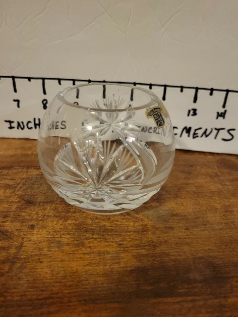 Rose Bowl 1970’s Czech Republic Bohemian Deep Cut Crystal 2.75’’ Tall