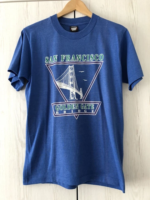 T-shirt SCREEN STARS Vintage Punto Singolo San Francisco Golden Gate Bridge Med