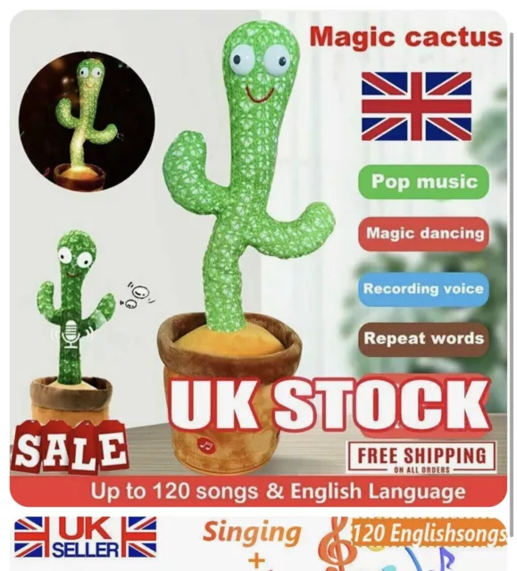 Talking Dancing Cactus Plush Toy Singing Recording Learn Kids Gift Luminous Toy