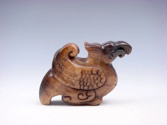 Old Nephrite Jade Stone Carved Sculpture Ancient Phoenix Bird #11252203