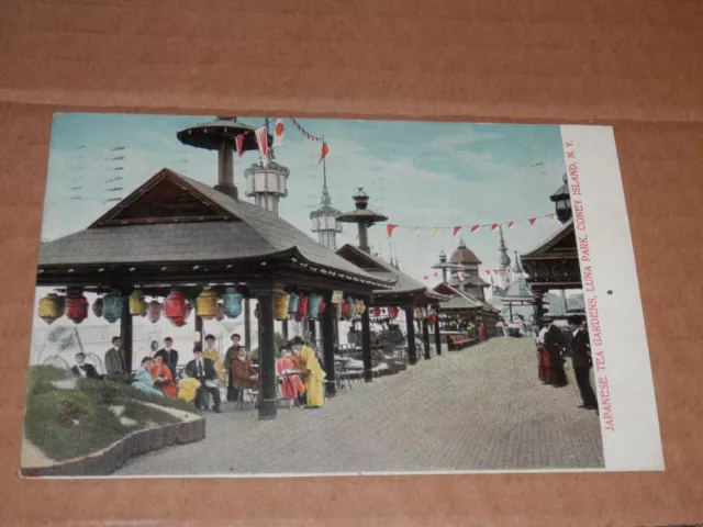 Coney Island Ny - Japanese Tea Gardens - Luna Park - 1909 Used Postcard