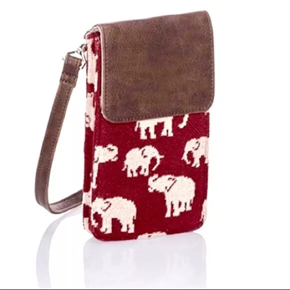 Thirty-one Call Me Crossbody Purse Safari Weave Retired Pattern Elephants NEW