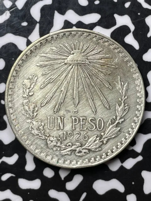 1926 Mexico 1 Peso Lot#JP32 Silver! Cleaned