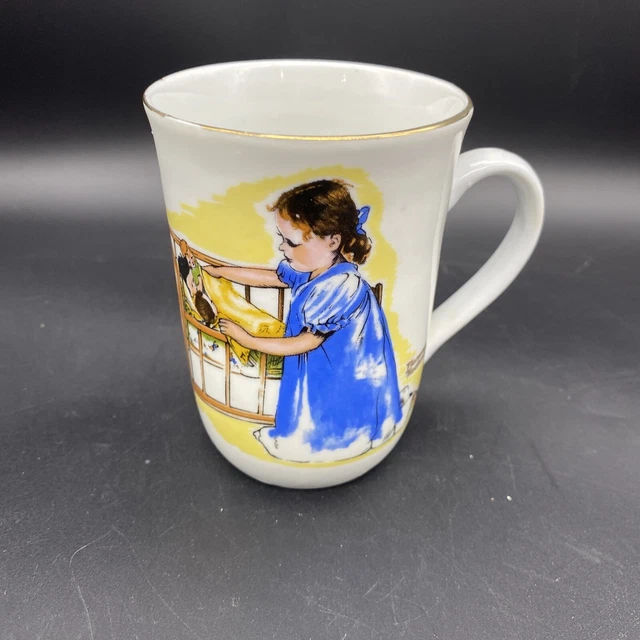 Norman Rockwell 1981 Mug J S N Y Girl with Dolls