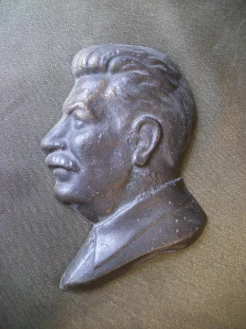 Busto comunista sovietico Joseph Stalin Figurina da parete in metallo russo...