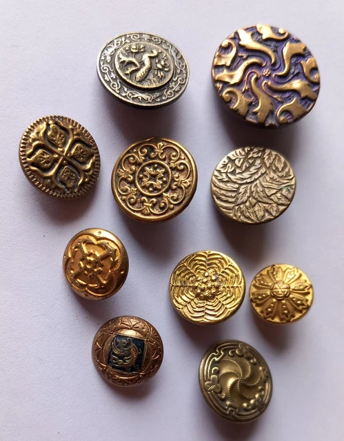 Lot De 10 Boutons Anciens En Métal Blason Paris - Argenté, Diamètre 14 Mm, Neuf