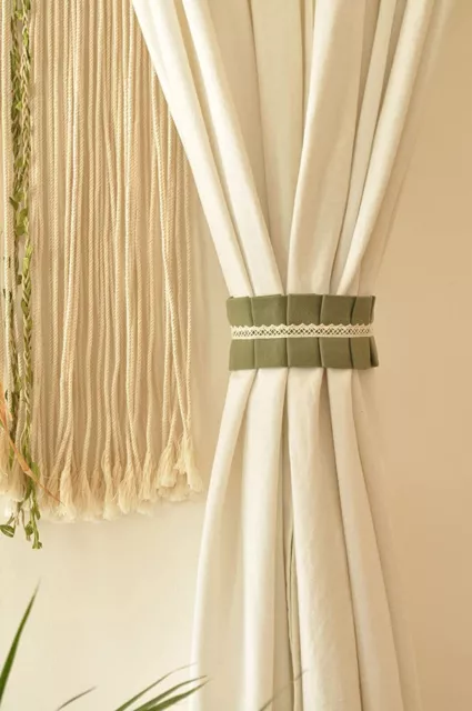 Beautiful Cotton Curtain Holders Tieback 15 Inch Olive Green for Door set of 2