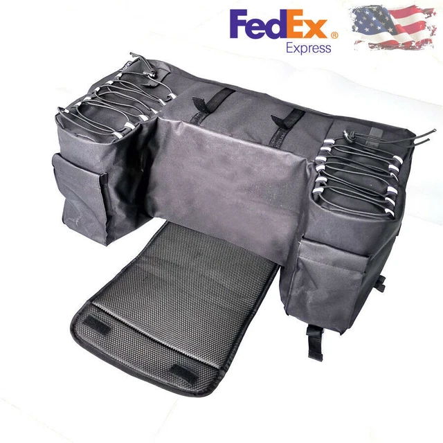 ATV Black Rear Padded Seat Bag Saddle Bag Wrap-Around Storage Cargo Waterproof