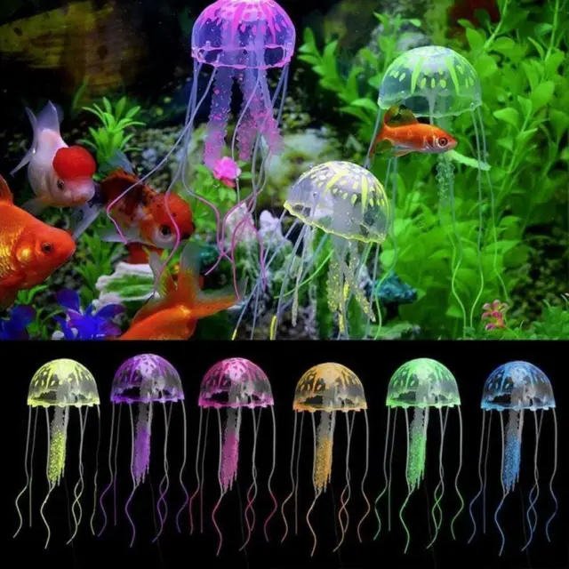 Floating Jelly Fish Glowing Effect Aquarium Tank Ornament T7 Decor New Fake P3S0 3