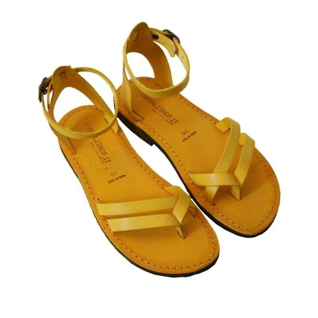 Sandales Romaines Femme En Cuir Fabriquées En Italie - Marron - Neuf Avec Boîte
