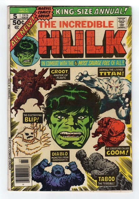 1976 Incredible Hulk Annual #5 2Nd Appearance Of Groot & Death Of Xemnu Key Rare