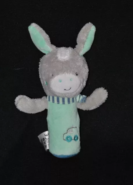 Peluche doudou cheval âne PUSBLU DM vert gris pouet 16/20 cm TTBE