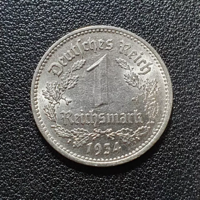 1 Mark Reichsmark Stück 1934 F Deutsches Reich Reichsadler alte Münze